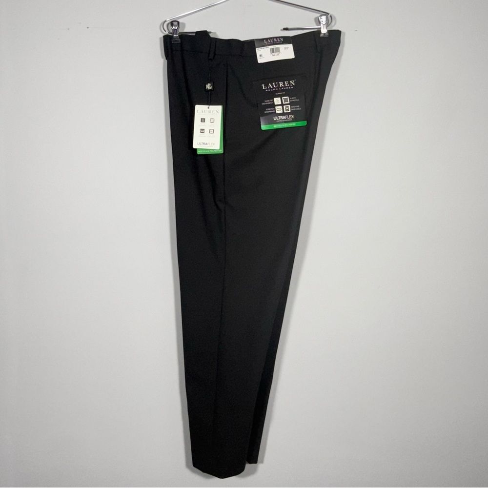NWT Lauren Ralph Lauren Norton Ultraflex Dress Pants 40x30 Black Flat Front - Picture 3 of 14